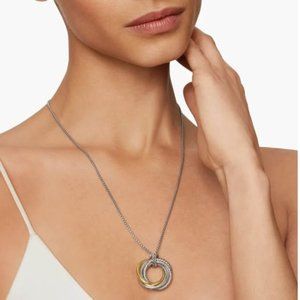 David Yurman Crossover Pendant Necklace Sterling Silver with 14K Yellow Gold